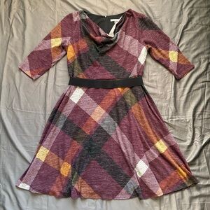 Danny and Nicole Plaid Fit & Flare Sweater Dress 16W